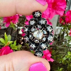 Antique Gold and Silver 14k Rose Cut Diamond Brooch Georgian